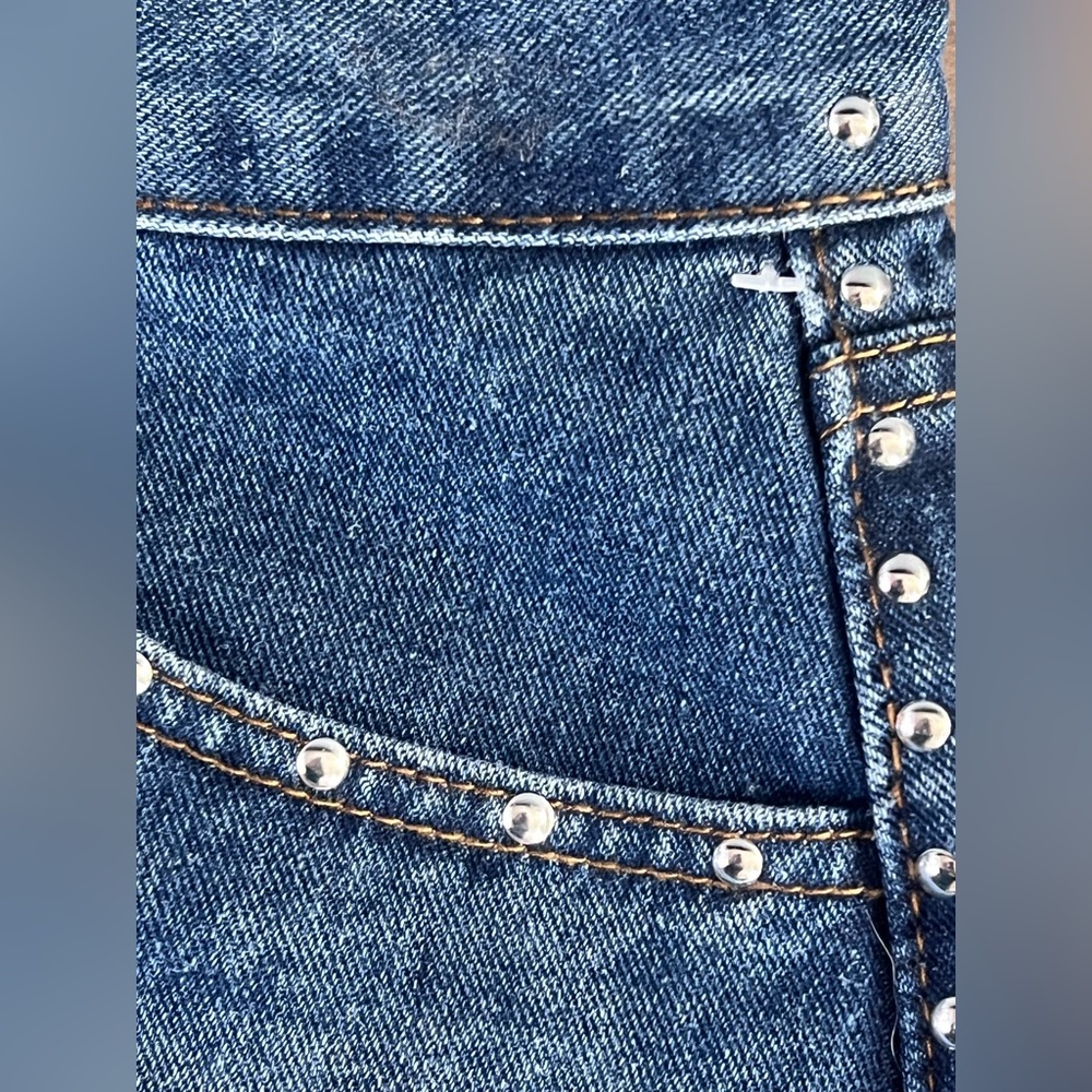 Cali 1850 Denim Mini Skirt with Studded Details - Picture 5 of 11